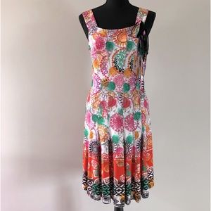 Women’s Goa Sleeveless Multi coloured print Pleated Dress size S